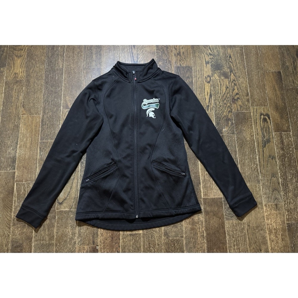 Michigan‎ State Spartans Full Zip Athletic Jacket Women's Size Medium Black